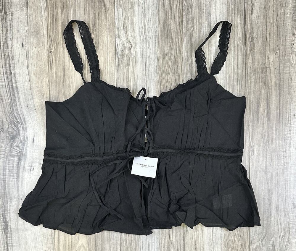 American Eagle Flyaway Cami Tank Top Black Women's Size XL Lightweight NEW
